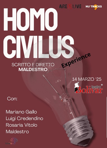 Sul palco del Teatro Bolivar arriva l'Homo Civilus di Maldestro Homo Civilus, sul palco del Teatro Bolivar lo spettacolo immersivo di Maldestro