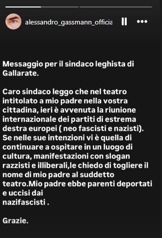 Alessandro Gassmann: "Togliete il nome di mio padre dal teatro di Gallarate"