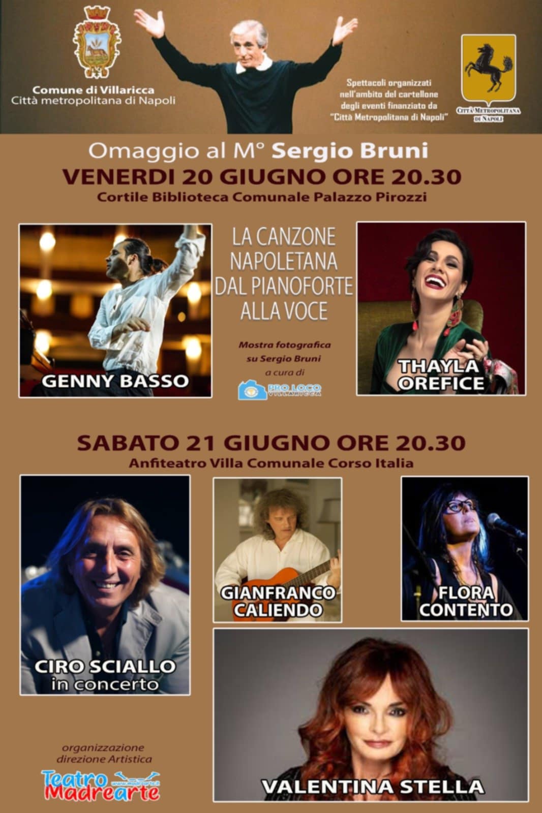 Villaricca il 20 e 21 giugno celebra Sergio Bruni, la Voce di Napoli
