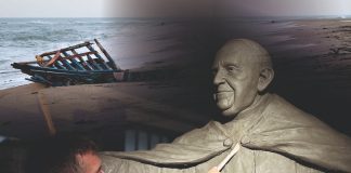 Domenico Sepe e la sua nuova scultura per Papa Francesco con il legno del naufragio