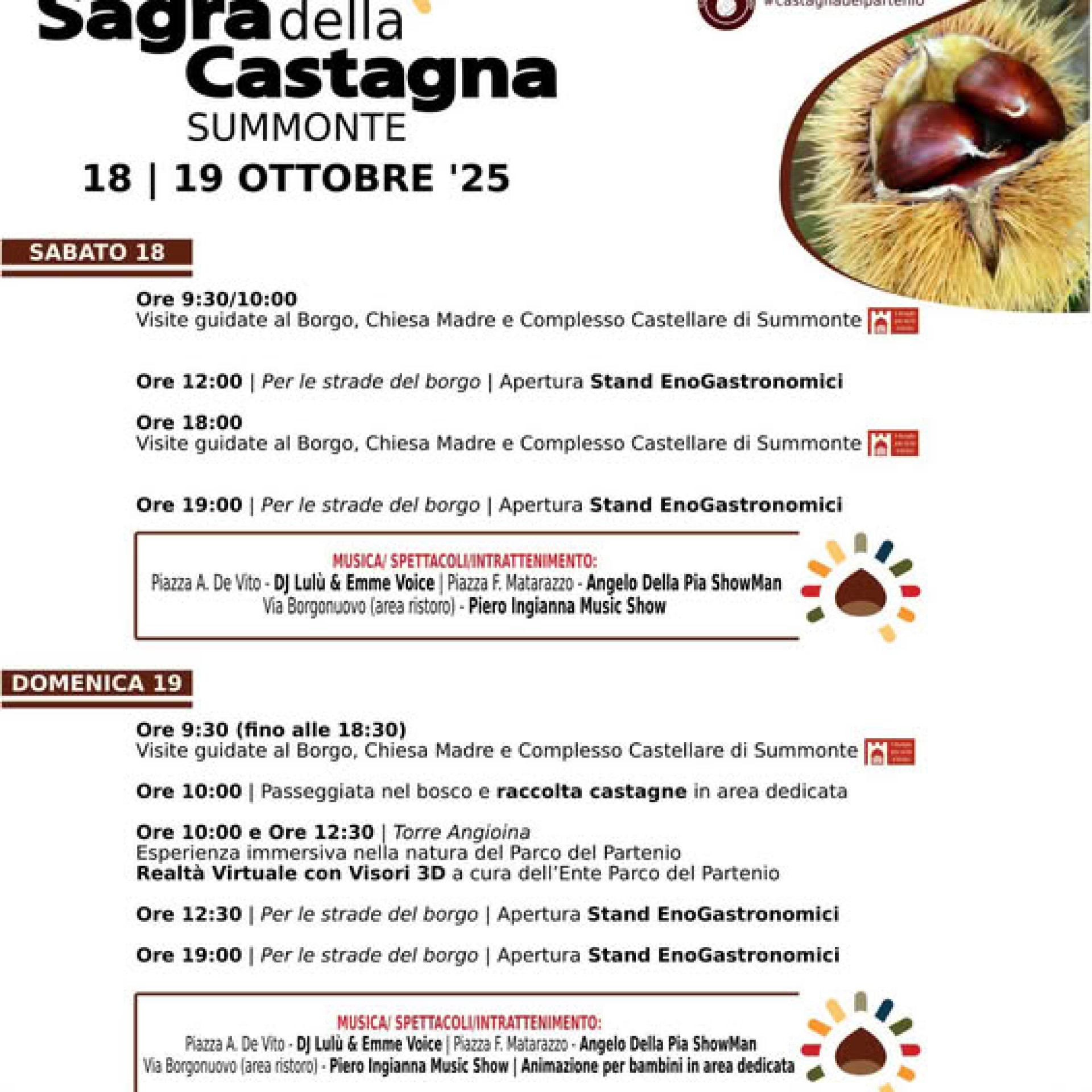 Sagre e Feste in Campania da giovedì 16 a domenica 19 ottobre Sagra della Castagna