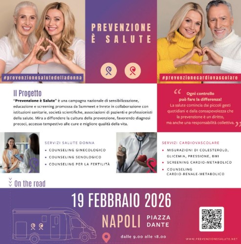 Screening gratuiti in Piazza Dante a Napoli, il 19 febbraio Prevenzione è Salute
